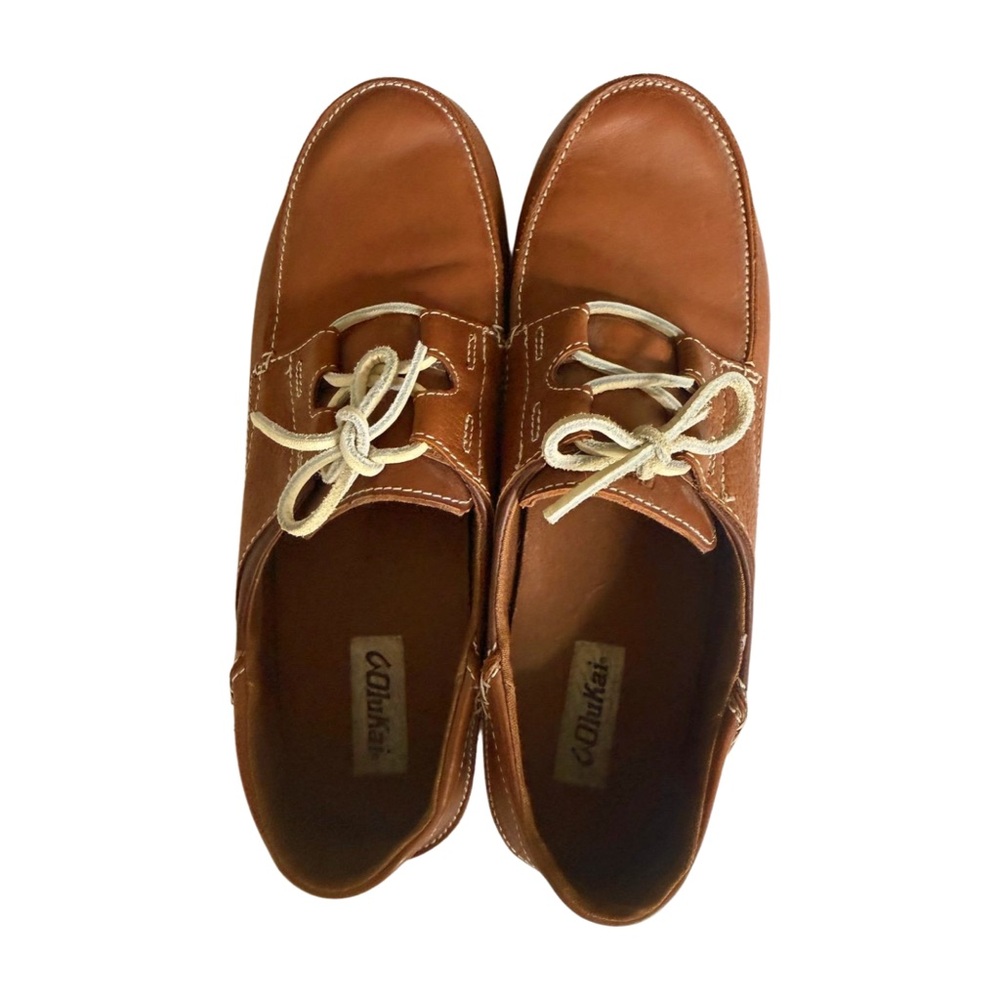 OluKai Moku Men's Brown Leather Boat Shoes